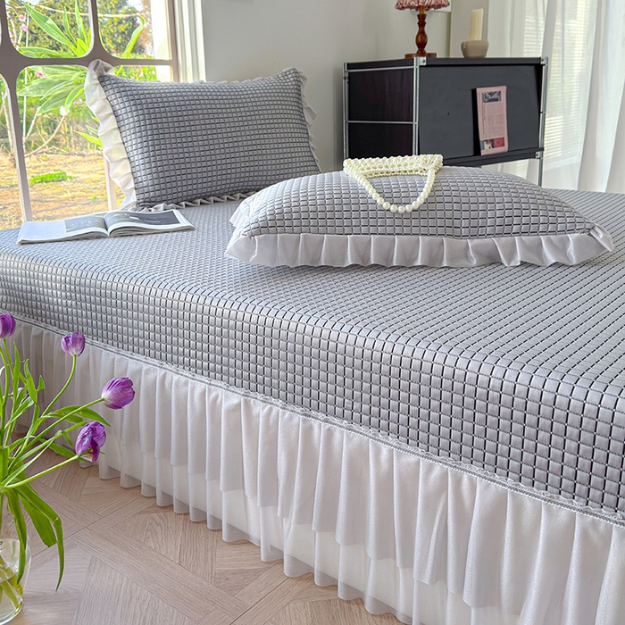 91家纺网 家纺一手货源 找家纺 冬然家纺 2026新款立体爽肤格凉席 爽肤格-灰