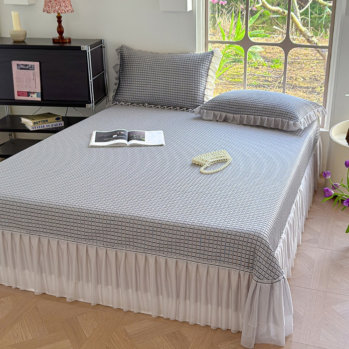 91家纺网 家纺一手货源 找家纺 冬然家纺 2026新款立体爽肤格凉席 爽肤格-灰