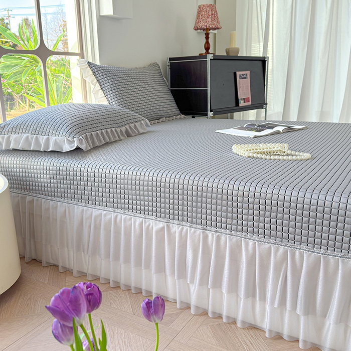 91家纺网 家纺一手货源 找家纺 冬然家纺 2026新款立体爽肤格凉席 爽肤格-灰