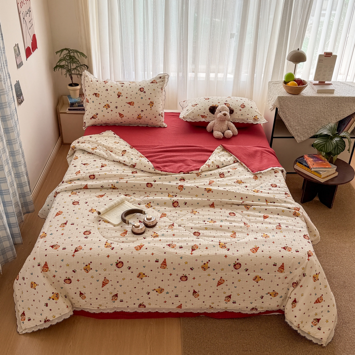 91家纺网 家纺一手货源 找家纺 欧尚 2026新款蕾丝花边夏被款四件套 旧街星星