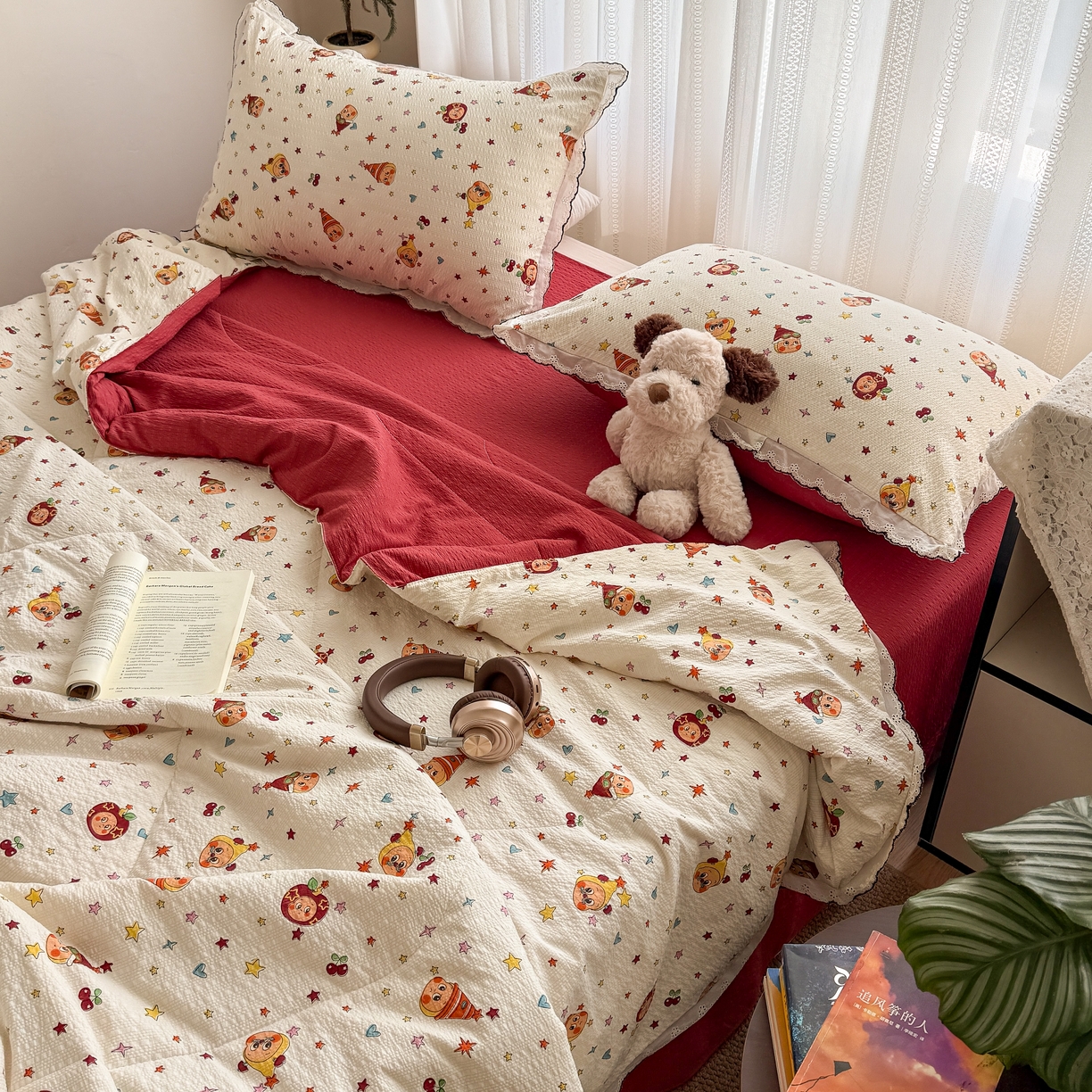 91家纺网 家纺一手货源 找家纺 欧尚 2026新款蕾丝花边夏被款四件套 旧街星星