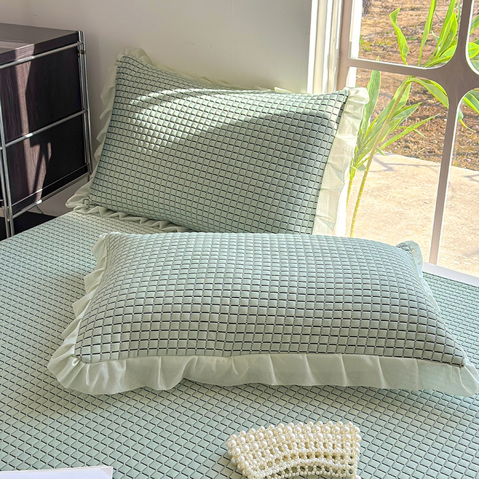 91家纺网 家纺一手货源 找家纺 冬然家纺 2026新款立体爽肤格凉席 爽肤格-绿