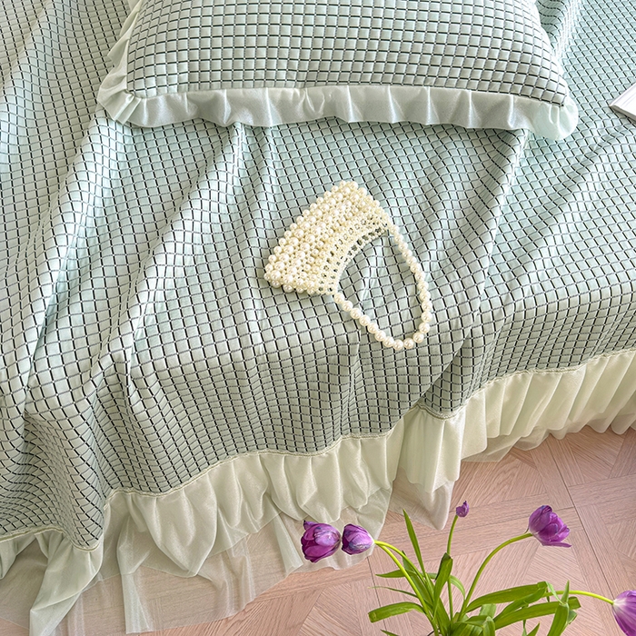 91家纺网 家纺一手货源 找家纺 冬然家纺 2026新款立体爽肤格凉席 爽肤格-绿