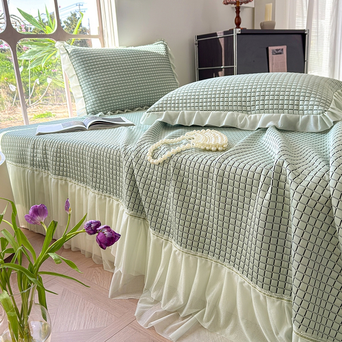 冬然家纺 2026新款立体爽肤格凉席 爽肤格-绿