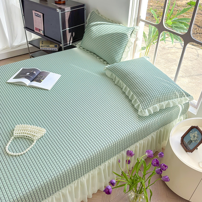 91家纺网 家纺一手货源 找家纺 冬然家纺 2026新款立体爽肤格凉席 爽肤格-绿