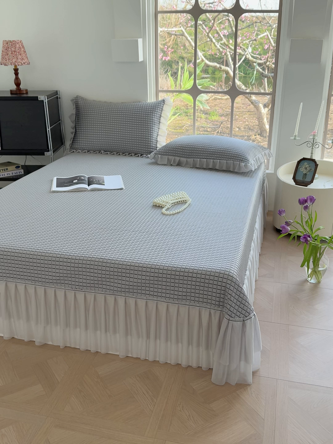 91家纺网 家纺一手货源 找家纺 冬然家纺 2026新款立体爽肤格凉席 爽肤格-灰