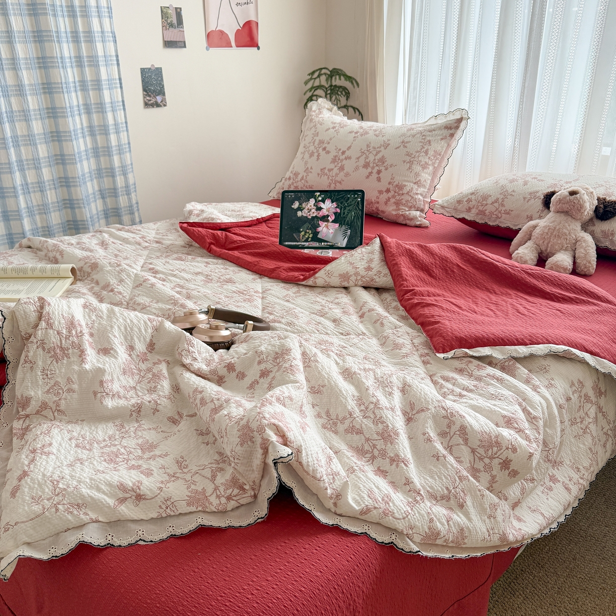 91家纺网 家纺一手货源 找家纺 欧尚 2026新款蕾丝花边夏被款四件套 丽莎