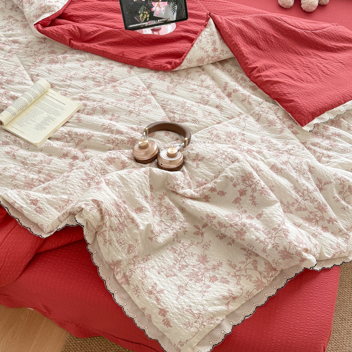 91家纺网 家纺一手货源 找家纺 欧尚 2026新款蕾丝花边夏被款四件套 丽莎