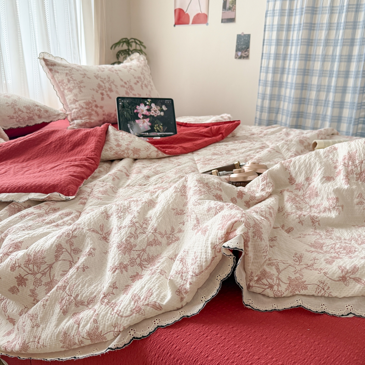 91家纺网 家纺一手货源 找家纺 欧尚 2026新款蕾丝花边夏被款四件套 丽莎