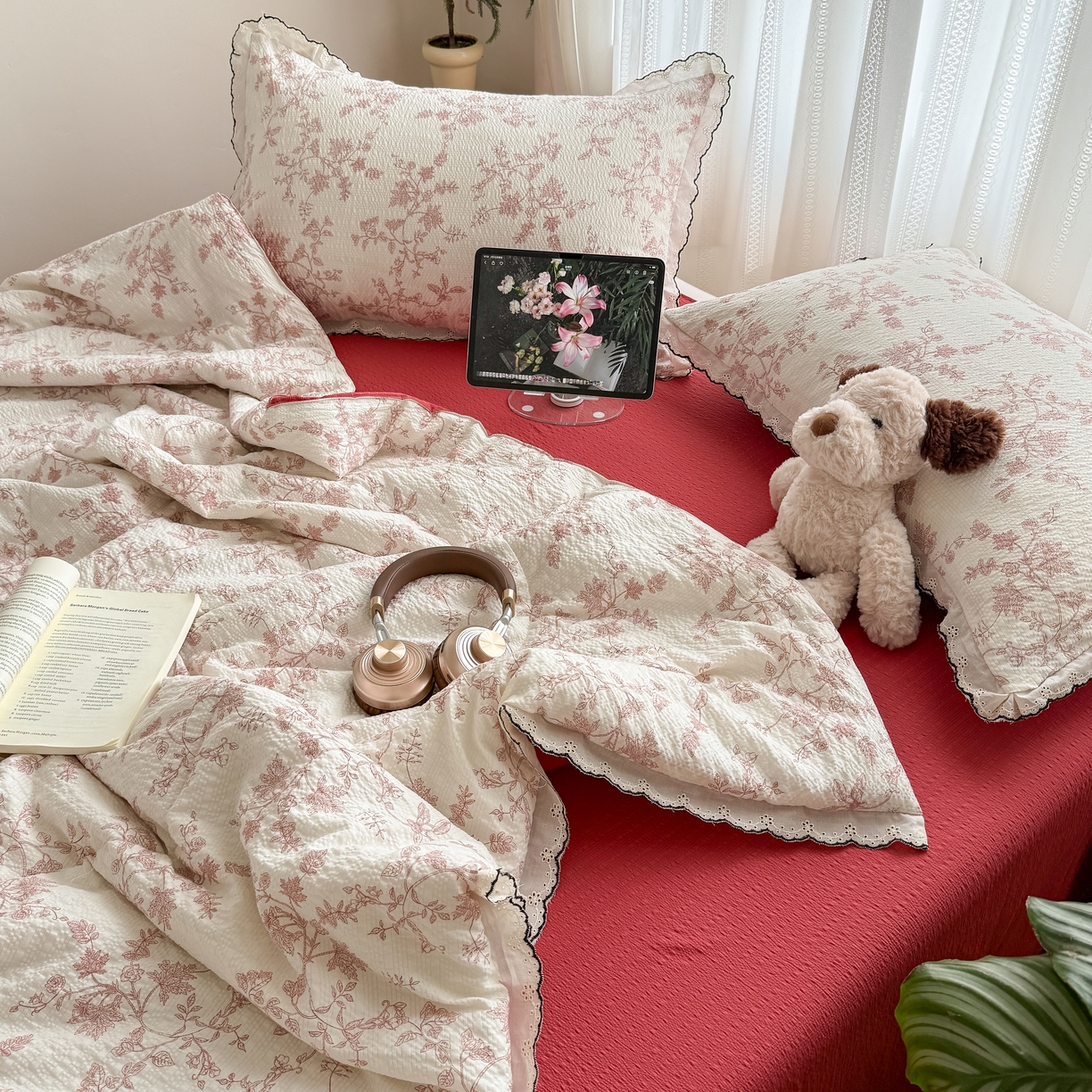 91家纺网 家纺一手货源 找家纺 欧尚 2026新款蕾丝花边夏被款四件套 丽莎