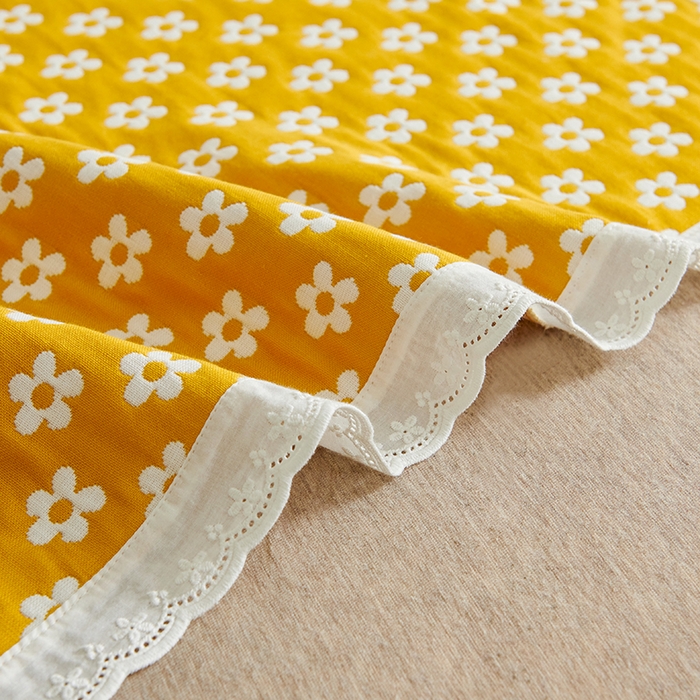 91家纺网 家纺一手货源 找家纺 （总）棠薇 2023新款花边款全棉纱布枕巾