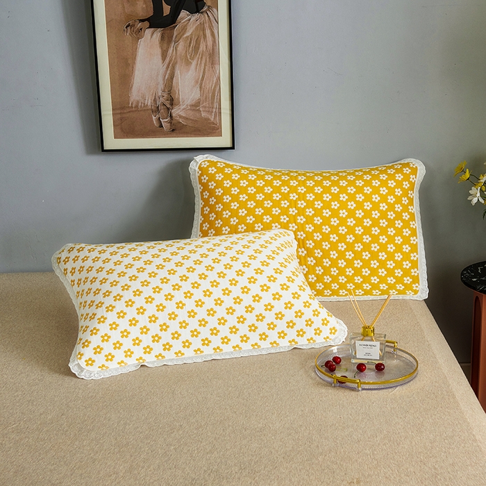 91家纺网 家纺一手货源 找家纺 （总）棠薇 2023新款花边款全棉纱布枕巾