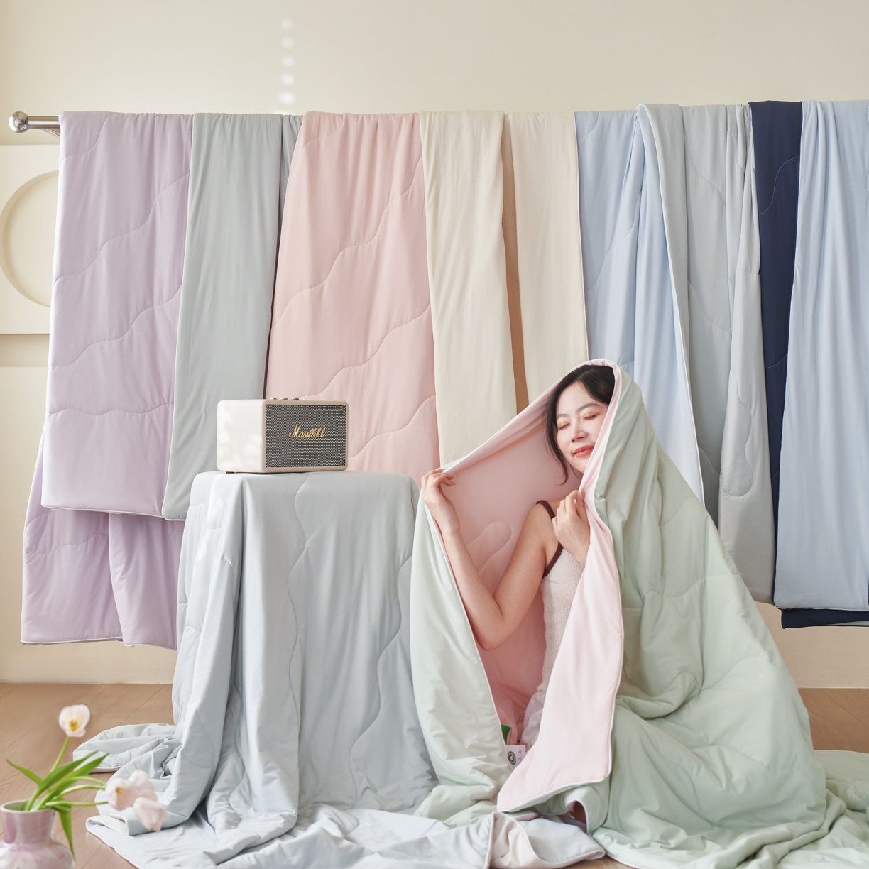 91家纺网 家纺一手货源 找家纺 亿梵家居 2026新款西瓜啵啵凉感夏被夏凉被空调被 组合图仅供参考不可下单