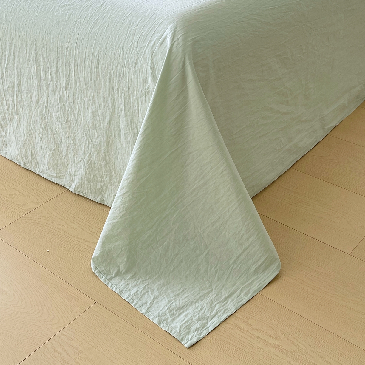 91家纺网 家纺一手货源 找家纺 春皖家纺 2026春夏新款双拼全棉水洗棉单床单床单单件单品床单 薄荷绿