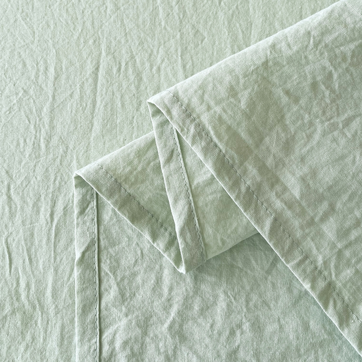 91家纺网 家纺一手货源 找家纺 春皖家纺 2026春夏新款双拼全棉水洗棉单床单床单单件单品床单 薄荷绿