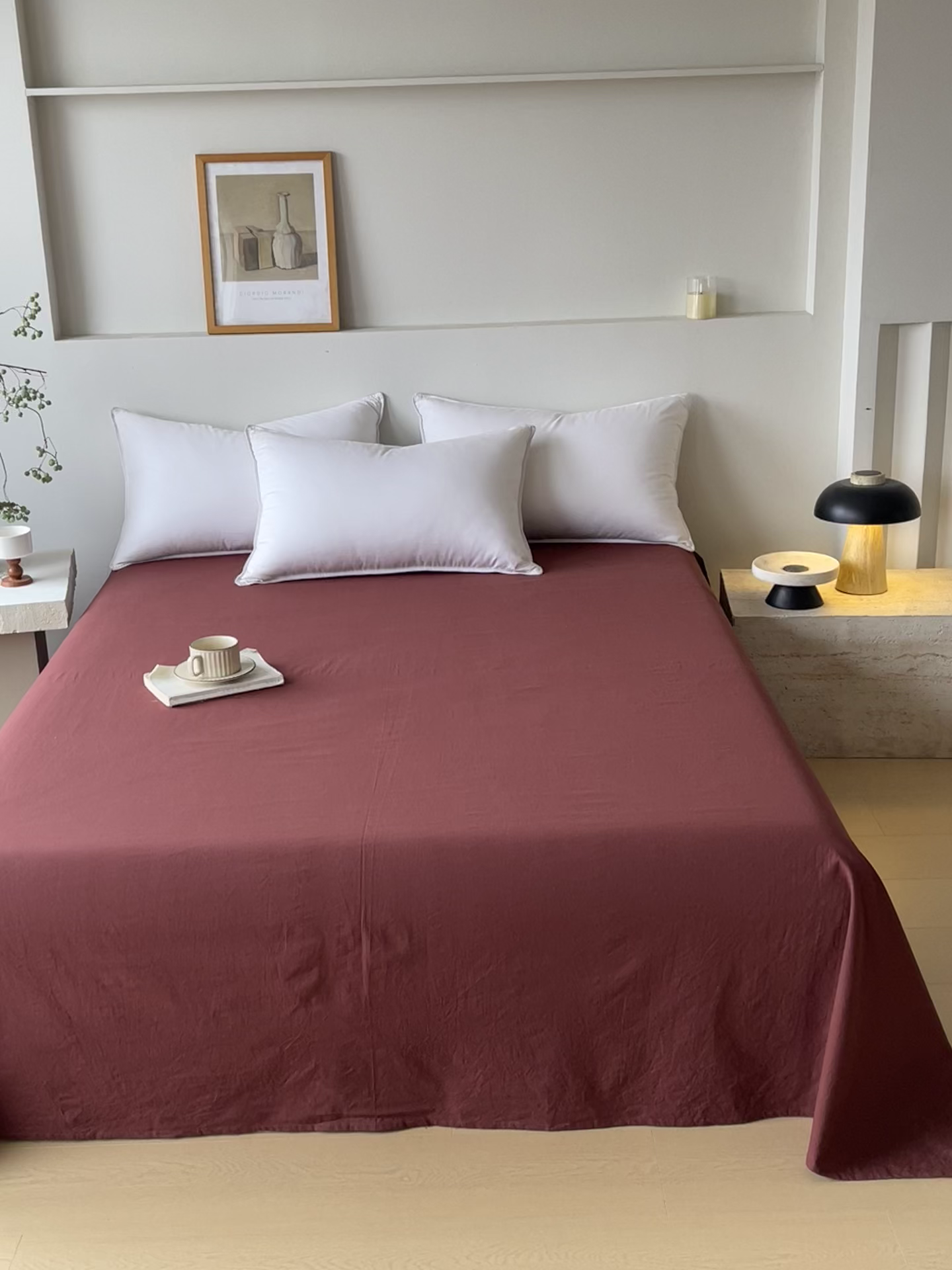 91家纺网 家纺一手货源 找家纺 春皖家纺 2026春夏新款双拼全棉水洗棉单床单床单单件单品床单 可可红