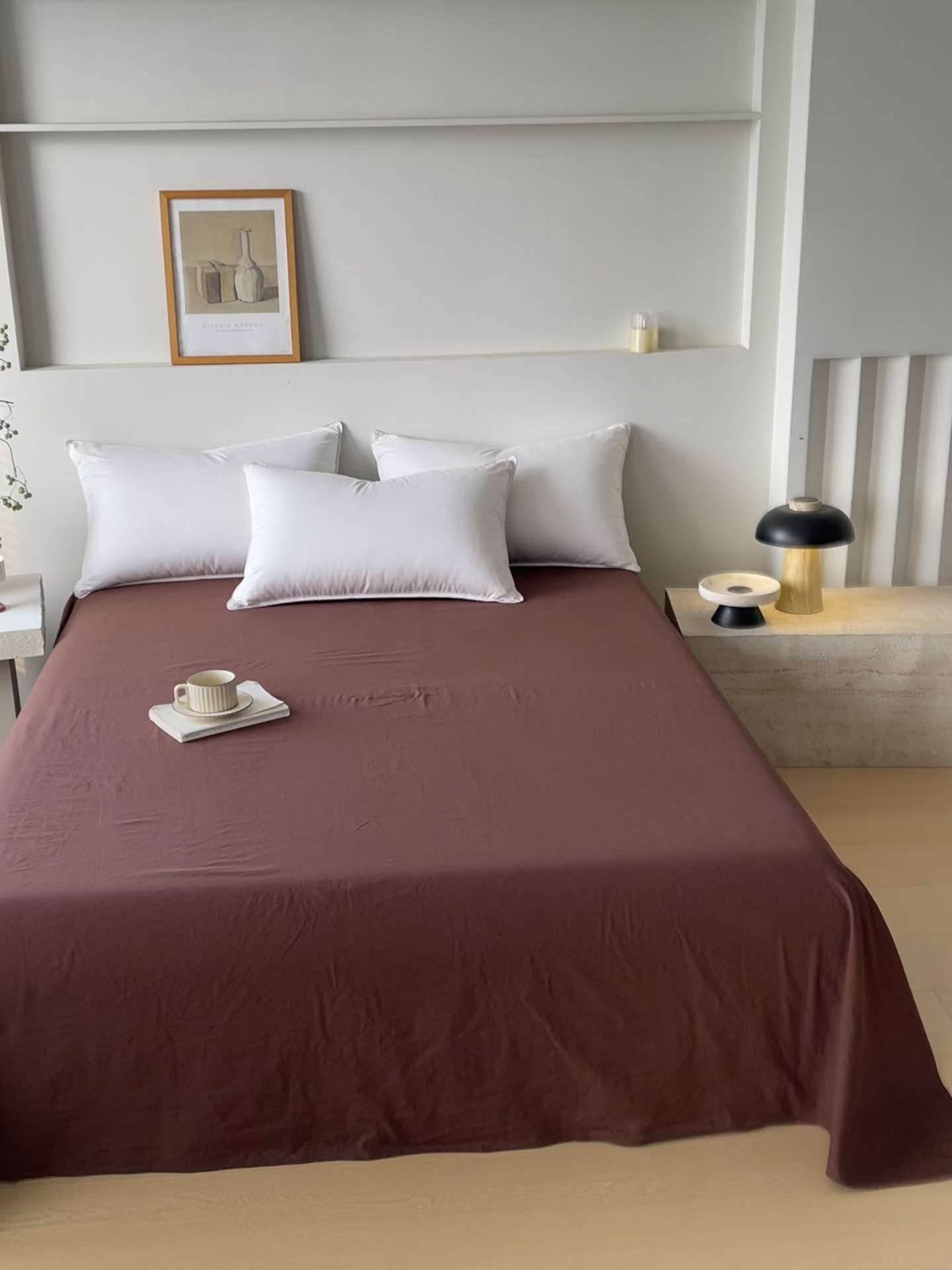 91家纺网 家纺一手货源 找家纺 春皖家纺 2026春夏新款双拼全棉水洗棉单床单床单单件单品床单 慕斯棕