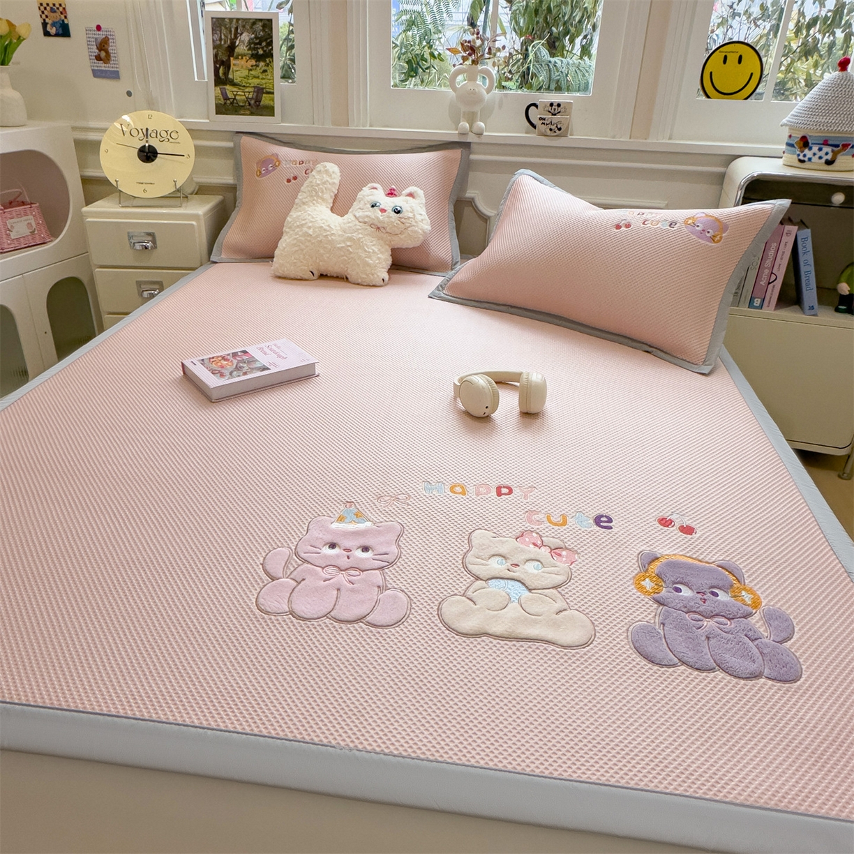 91家纺网 家纺一手货源 找家纺 （总）兄弟坊 2026新款高端A类PE高分子冰丝凉席卡通贴布凉席冰豆豆软凉席