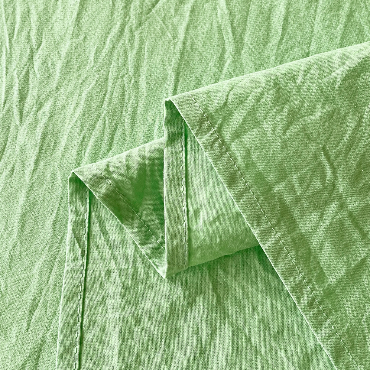 91家纺网 家纺一手货源 找家纺 春皖家纺 2026春夏新款双拼全棉水洗棉单床单床单单件单品床单 青草绿