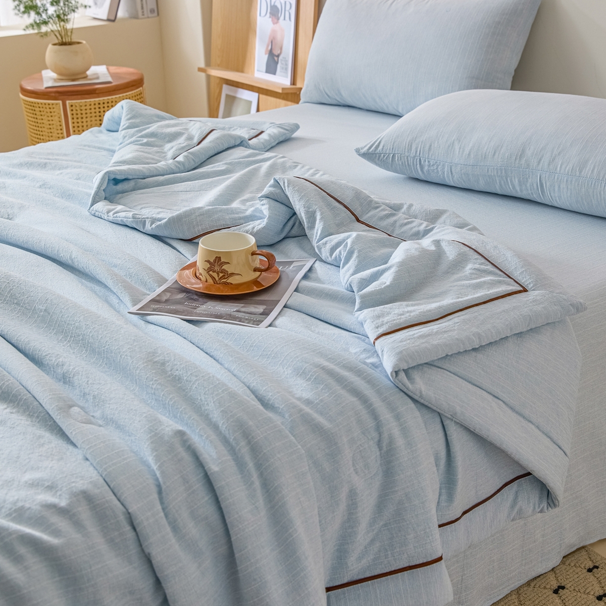 91家纺网 家纺一手货源 找家纺 （总）顺兴家居 2026新款提花色织水洗麻夏被夏凉被空调被四件套