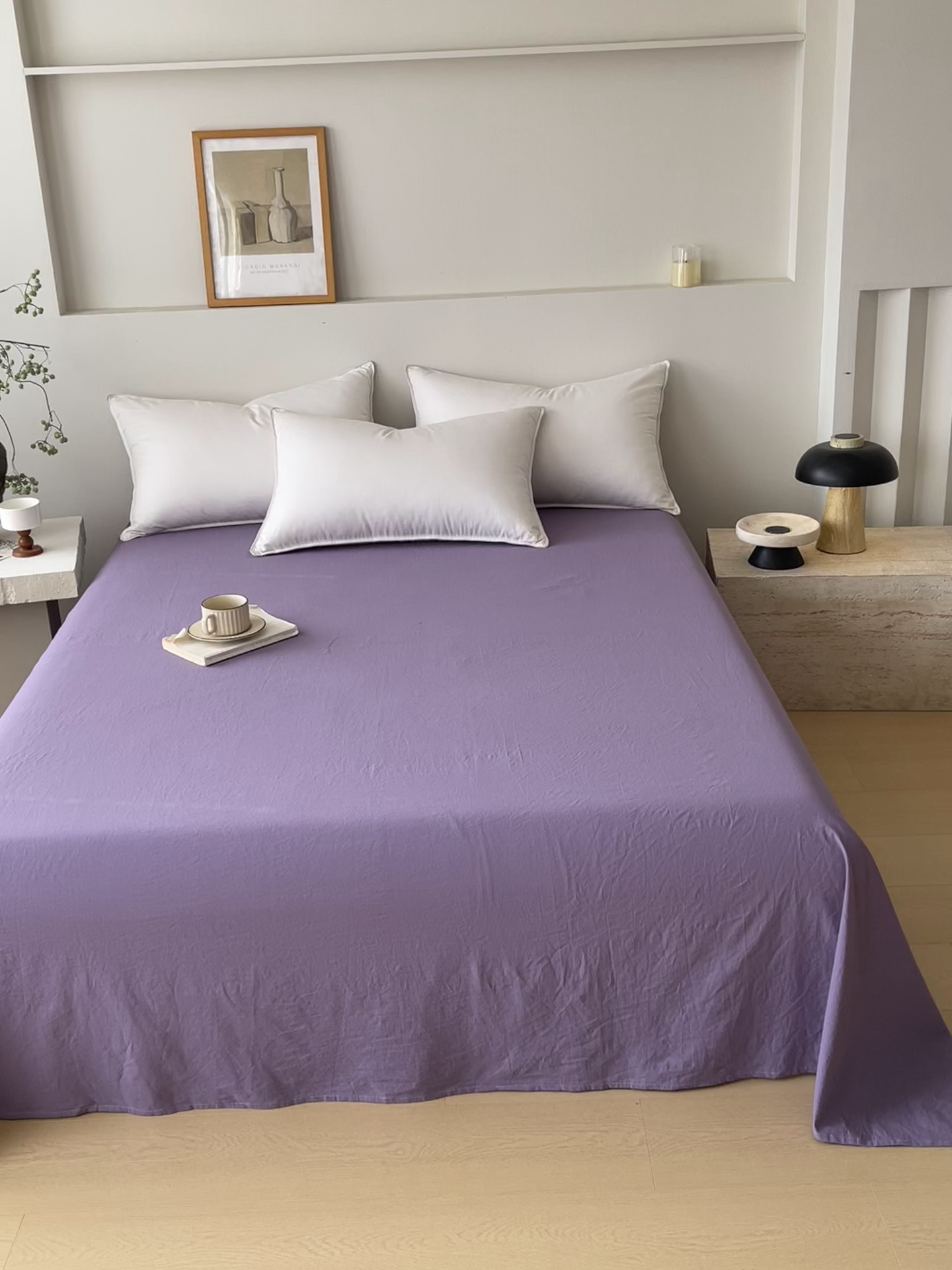 91家纺网 家纺一手货源 找家纺 春皖家纺 2026春夏新款双拼全棉水洗棉单床单床单单件单品床单 水晶紫