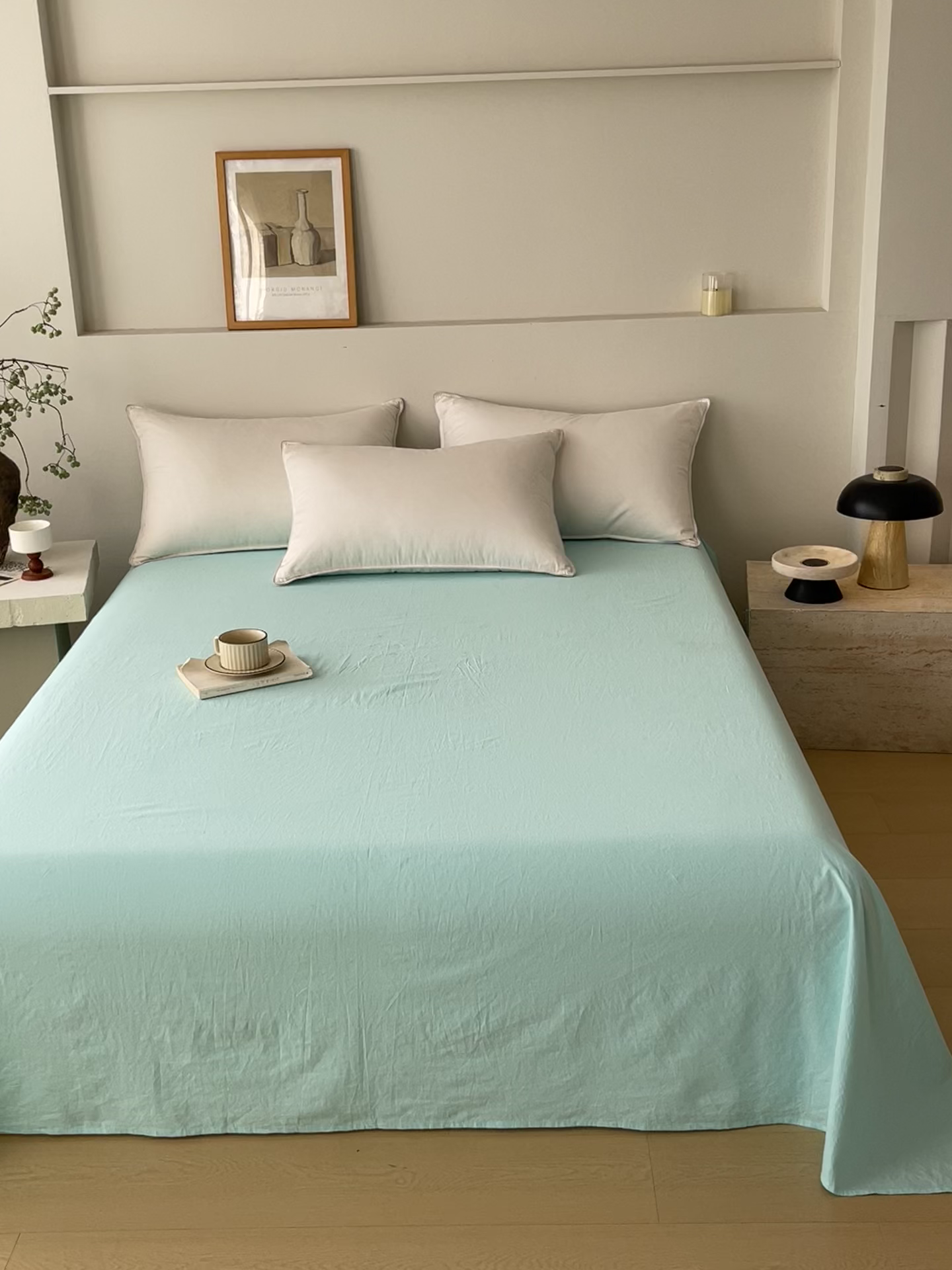 91家纺网 家纺一手货源 找家纺 春皖家纺 2026春夏新款双拼全棉水洗棉单床单床单单件单品床单 素雅翠兰