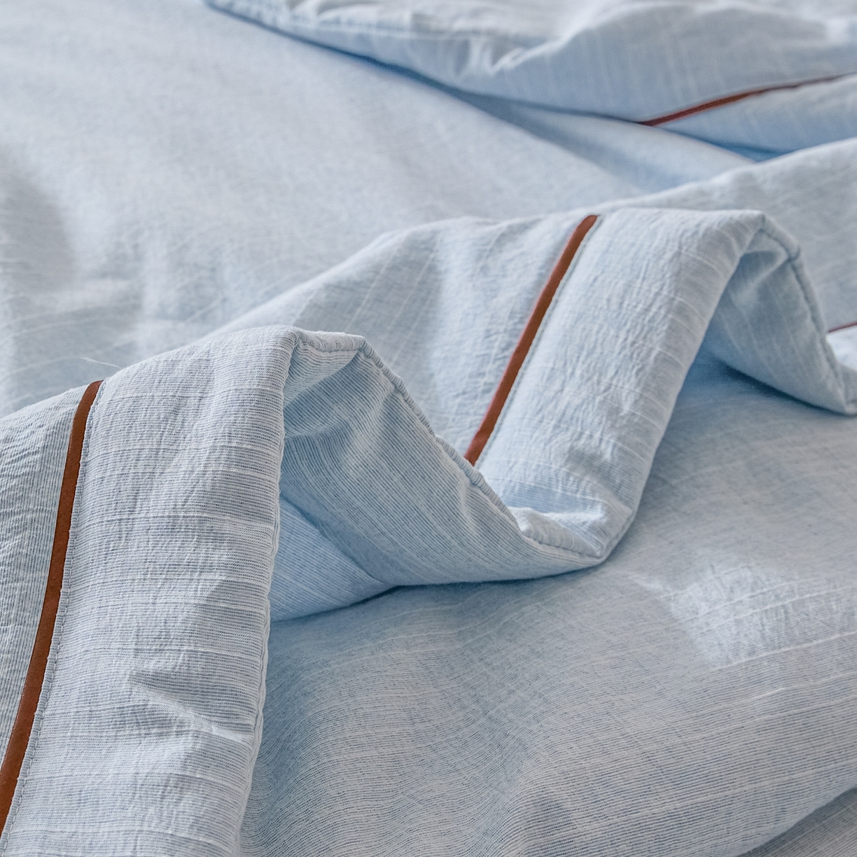 91家纺网 家纺一手货源 找家纺 顺兴家居 2026新款提花色织水洗麻夏被夏凉被空调被四件套 色织-湖水蓝