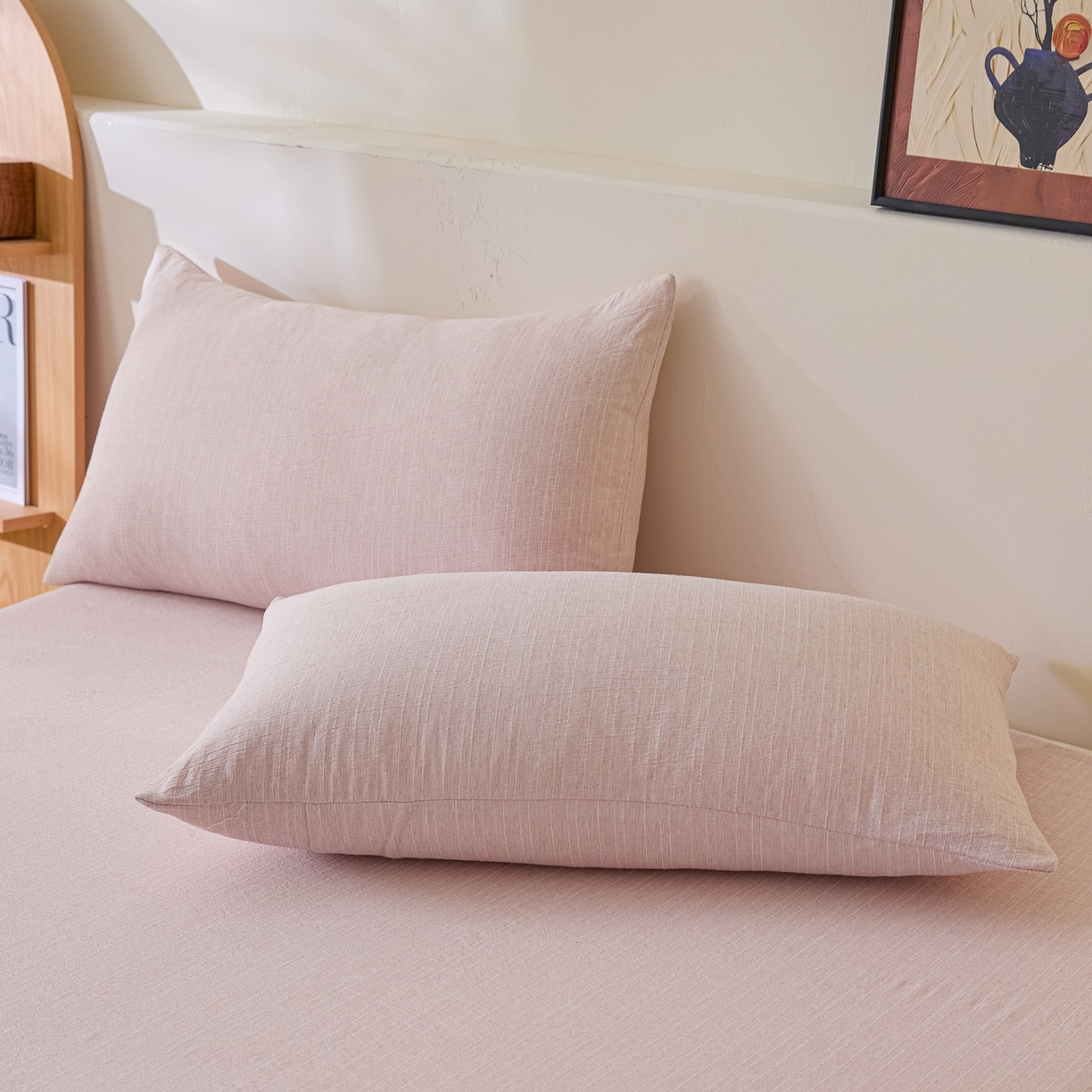 91家纺网 家纺一手货源 找家纺 顺兴家居 2026新款提花色织水洗麻夏被夏凉被空调被四件套 色织-玫瑰粉