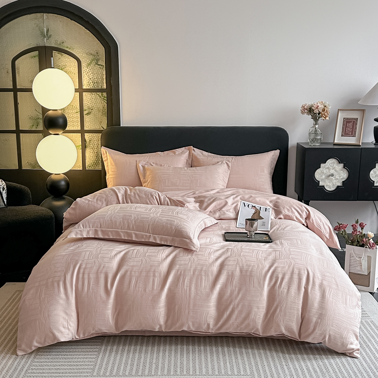 91家纺网 家纺一手货源 找家纺 （总）宅家居 2026新款轻奢A类60支立体浮雕长绒棉纯棉提花贡缎全棉四件套光泽绸缎感三件套