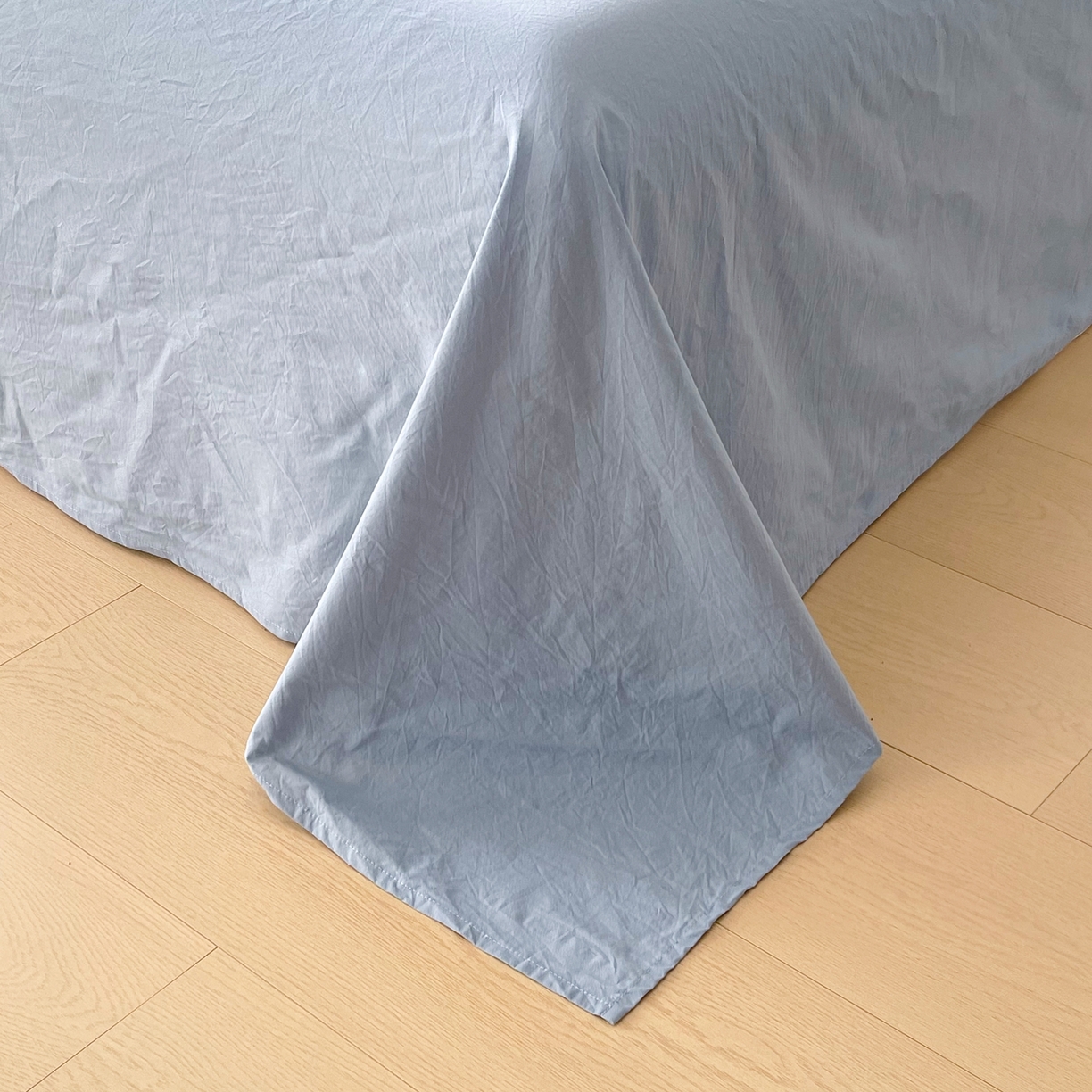 91家纺网 家纺一手货源 找家纺 春皖家纺 2026春夏新款双拼全棉水洗棉单床单床单单件单品床单 素雅幻蓝