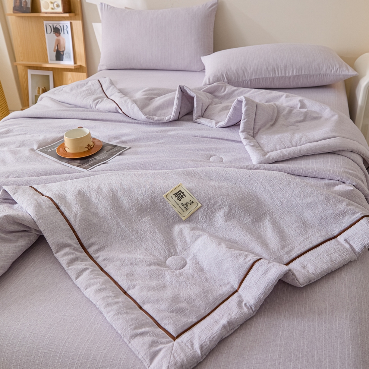 91家纺网 家纺一手货源 找家纺 顺兴家居 2026新款提花色织水洗麻夏被夏凉被空调被四件套 色织-葡萄青