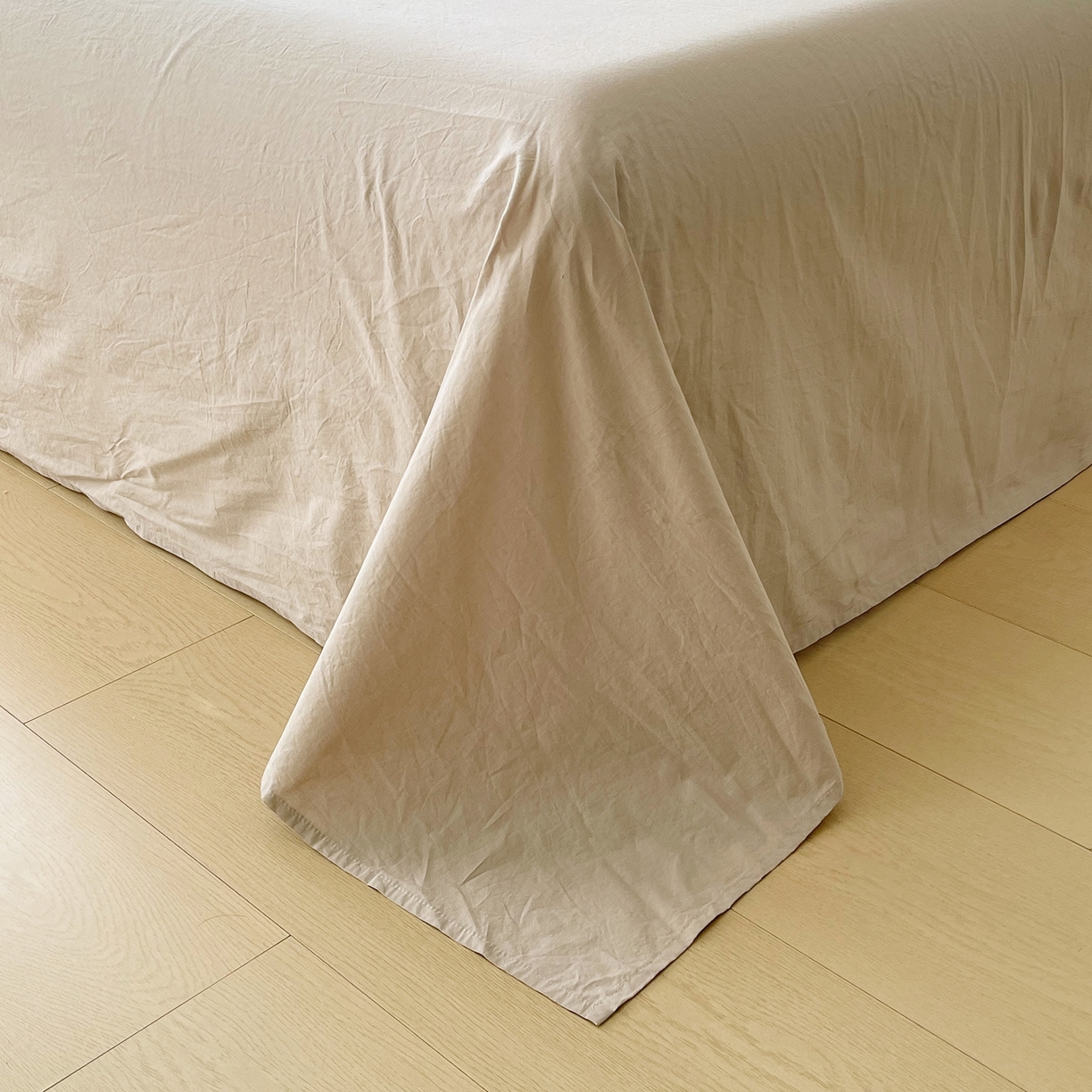 91家纺网 家纺一手货源 找家纺 春皖家纺 2026春夏新款双拼全棉水洗棉单床单床单单件单品床单 素雅卡其