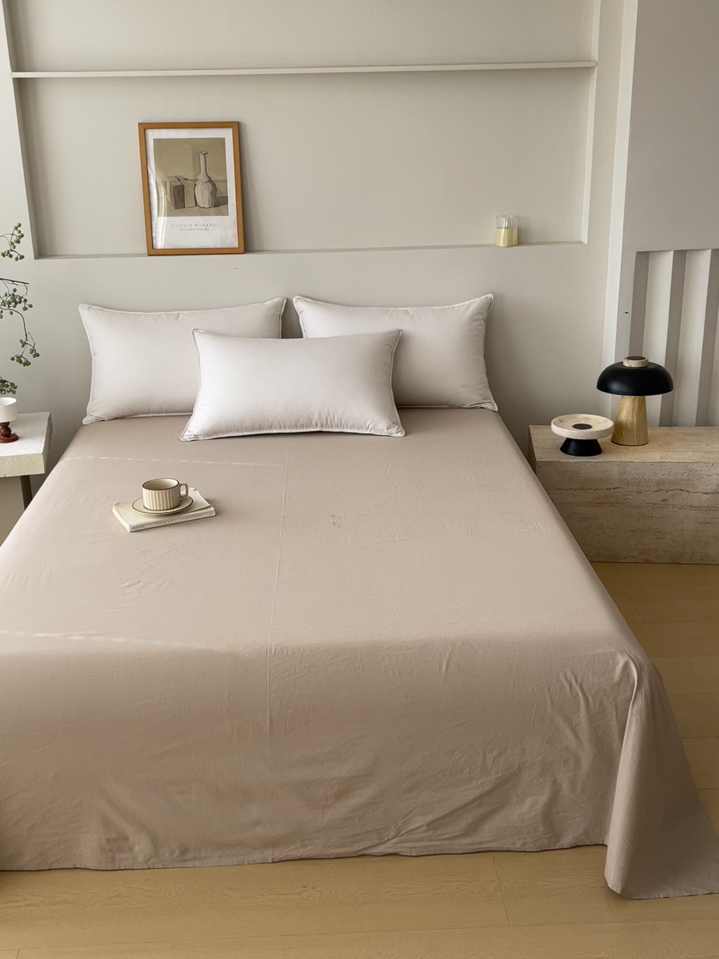 91家纺网 家纺一手货源 找家纺 春皖家纺 2026春夏新款双拼全棉水洗棉单床单床单单件单品床单 素雅卡其