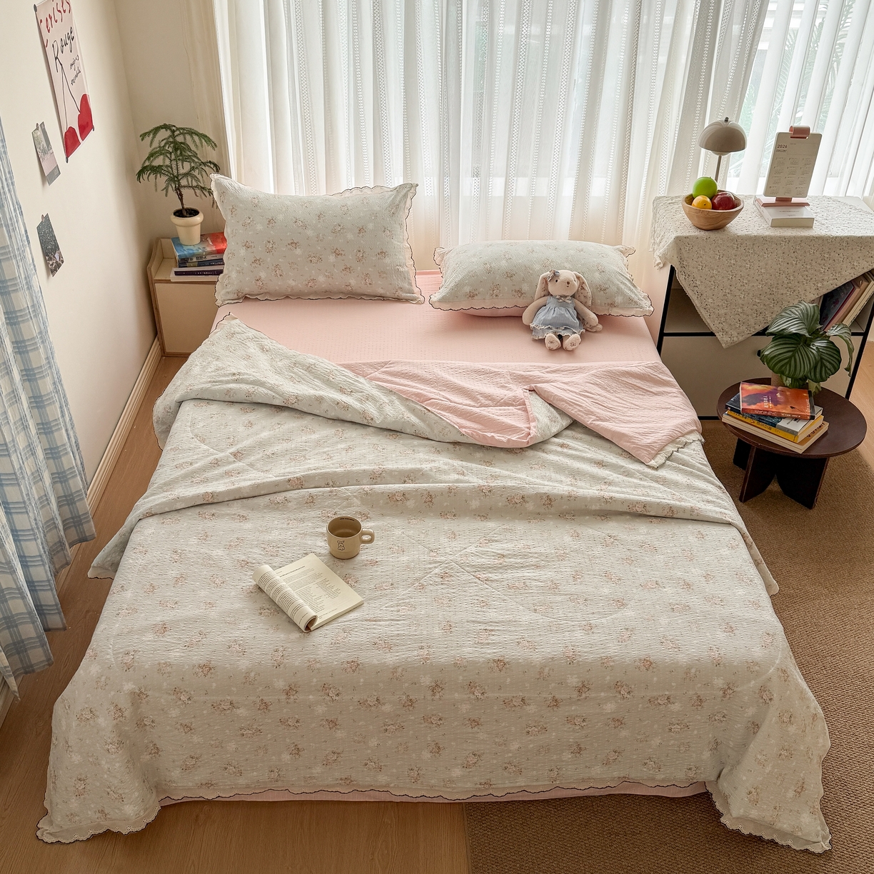 91家纺网 家纺一手货源 找家纺 欧尚 2026新款蕾丝花边夏被款四件套 柔诗意