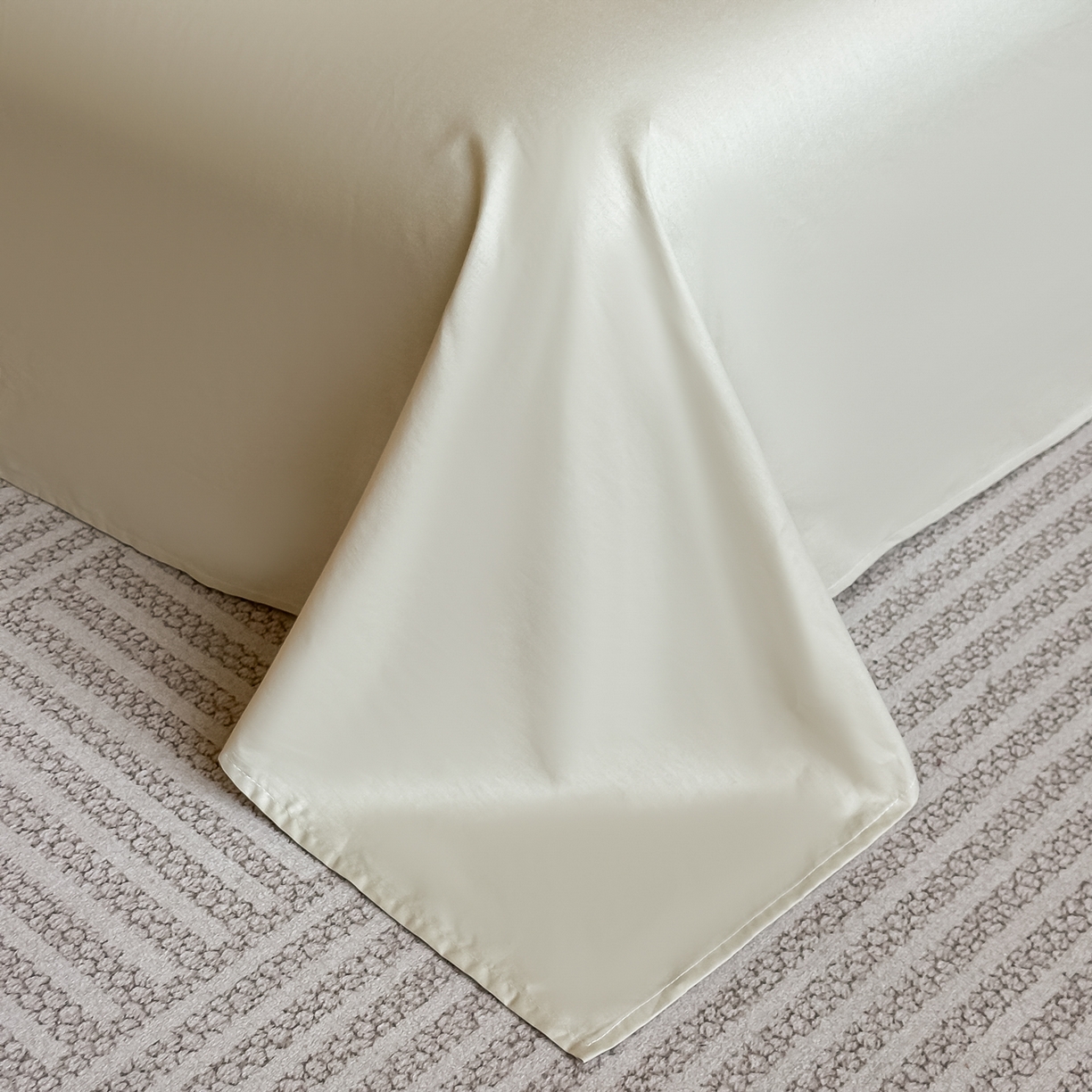 91家纺网 家纺一手货源 找家纺 宅家居 2026新款轻奢A类60支立体浮雕长绒棉纯棉提花贡缎全棉四件套光泽绸缎感三件套 恋曲花语-香槟绿