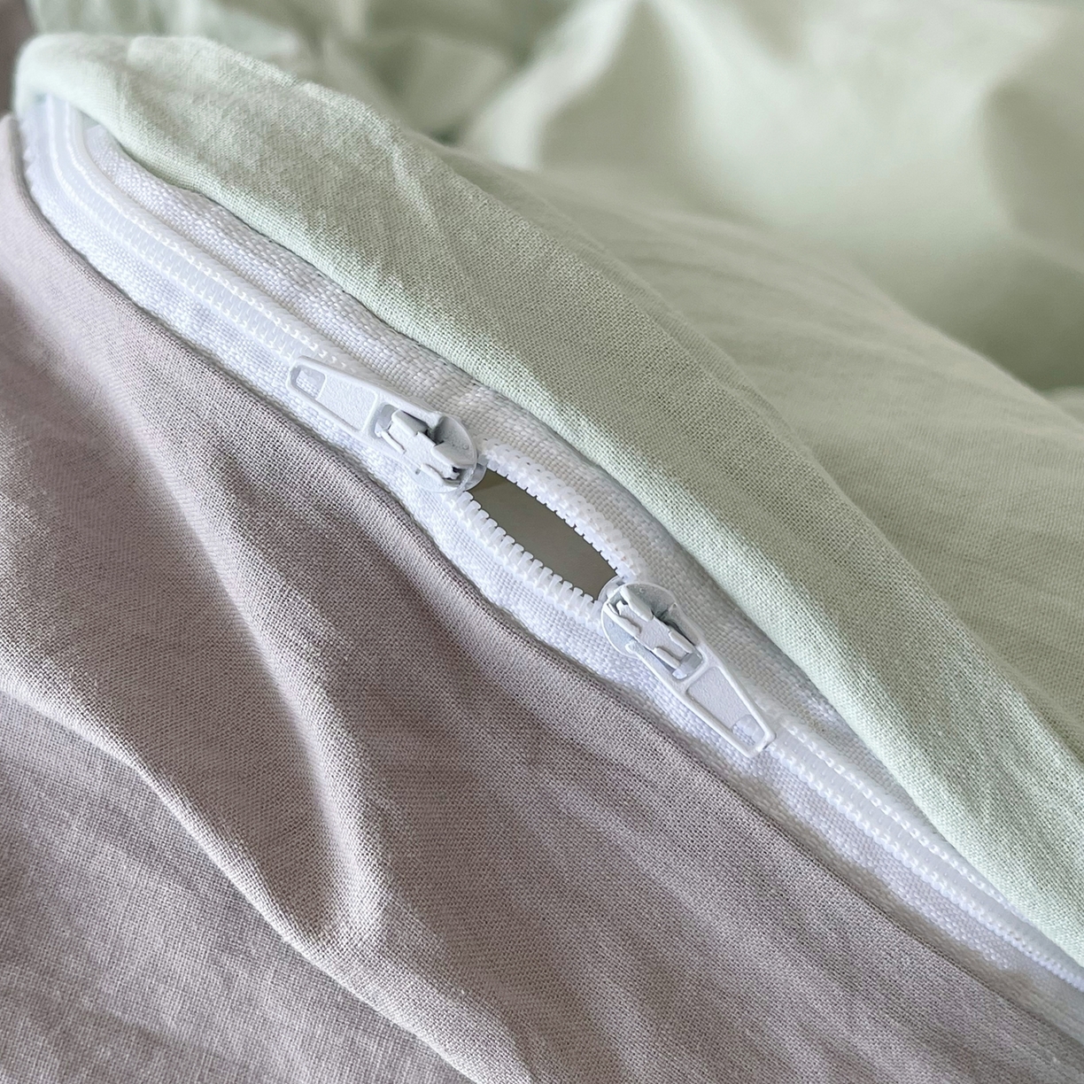 91家纺网 家纺一手货源 找家纺 春皖家纺 2026春夏新款双拼全棉水洗棉单被套被套单件单品被套 薄荷绿-浅灰