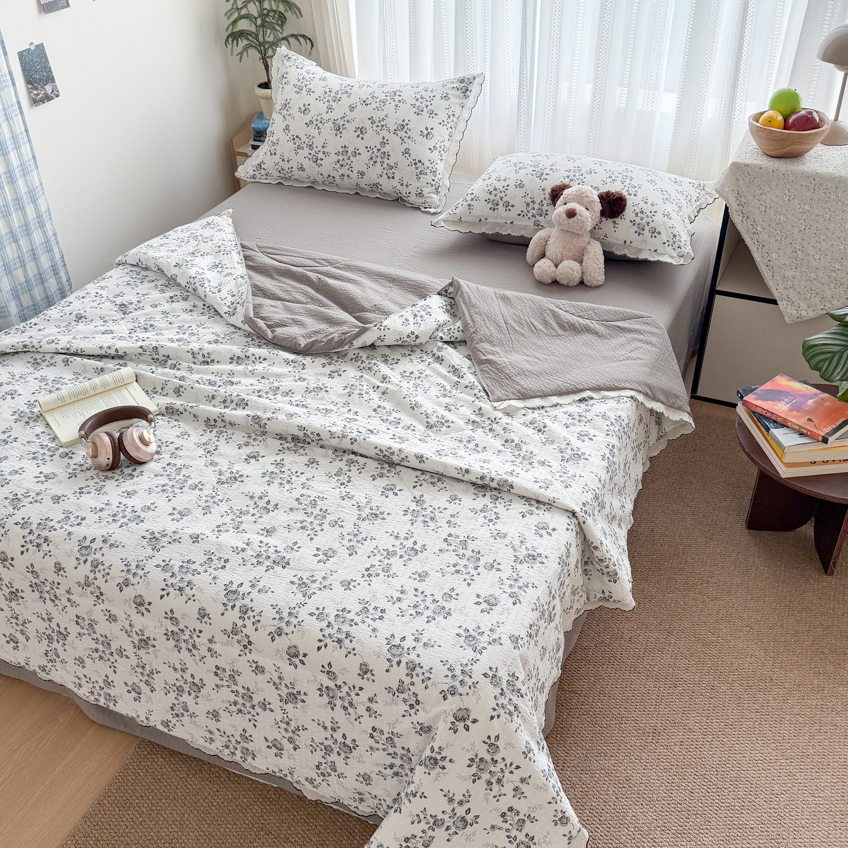 91家纺网 家纺一手货源 找家纺 欧尚 2026新款蕾丝花边夏被款四件套 只闻花香