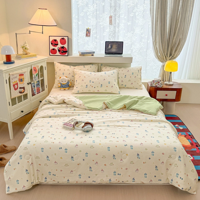 91家纺网 家纺一手货源 找家纺 漫仙阁家纺 2026新款空调被保暖透气抗菌夏被子被芯 家园