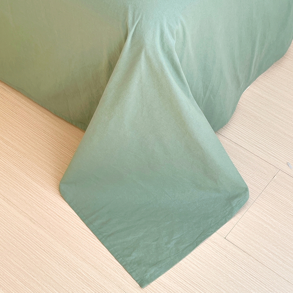 91家纺网 家纺一手货源 找家纺 春皖家纺 2026春夏新款双拼全棉水洗棉单被套被套单件单品被套 果绿-墨绿