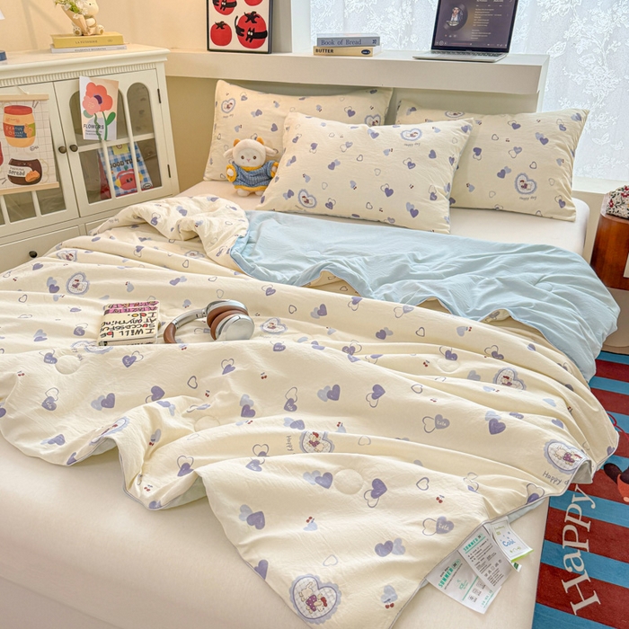 91家纺网 家纺一手货源 找家纺 漫仙阁家纺 2026新款空调被保暖透气抗菌夏被子被芯 甜心狗