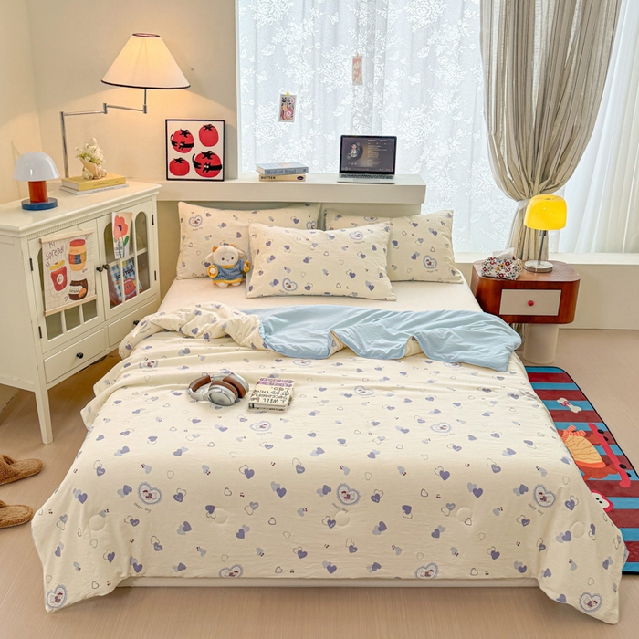 91家纺网 家纺一手货源 找家纺 漫仙阁家纺 2026新款空调被保暖透气抗菌夏被子被芯 甜心狗