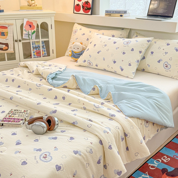 91家纺网 家纺一手货源 找家纺 漫仙阁家纺 2026新款空调被保暖透气抗菌夏被子被芯 甜心狗