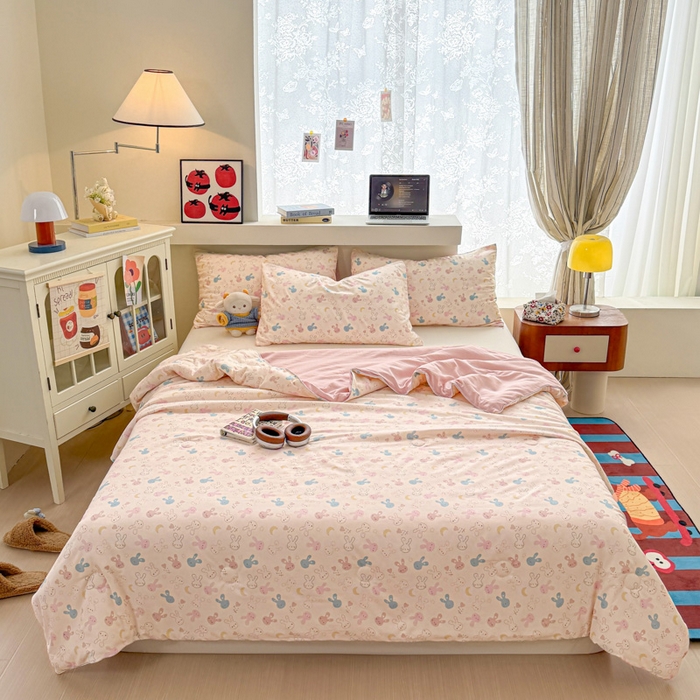 91家纺网 家纺一手货源 找家纺 漫仙阁家纺 2026新款空调被保暖透气抗菌夏被子被芯 兔耳朵