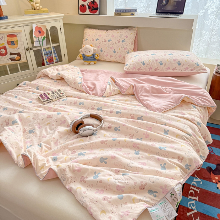 91家纺网 家纺一手货源 找家纺 漫仙阁家纺 2026新款空调被保暖透气抗菌夏被子被芯 兔耳朵