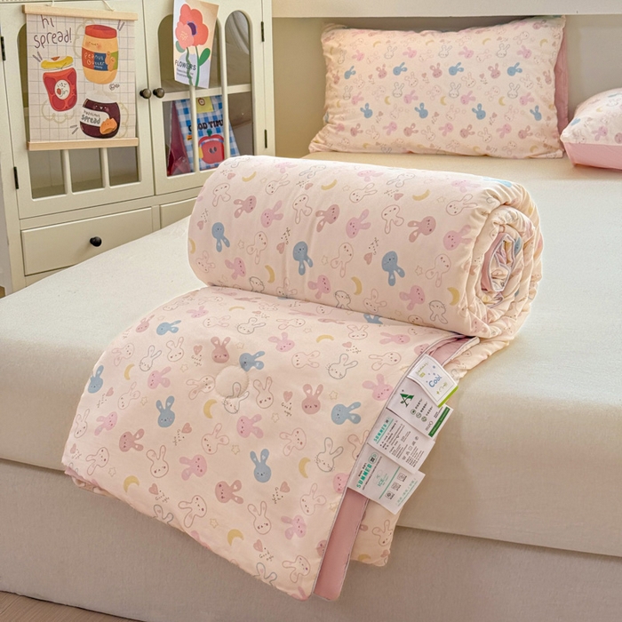 91家纺网 家纺一手货源 找家纺 漫仙阁家纺 2026新款空调被保暖透气抗菌夏被子被芯 兔耳朵