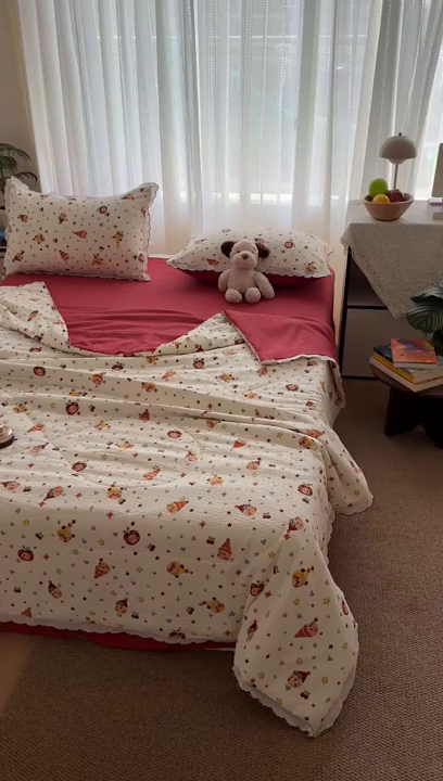 91家纺网 家纺一手货源 找家纺 欧尚 2026新款蕾丝花边夏被款四件套 旧街星星