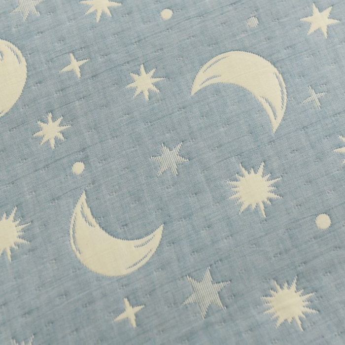 91家纺网 家纺一手货源 找家纺 兄弟坊 2026新款A类全棉三层纱多功能毛巾被夏被夏凉被（盖毯床单夏被） 星月-蓝