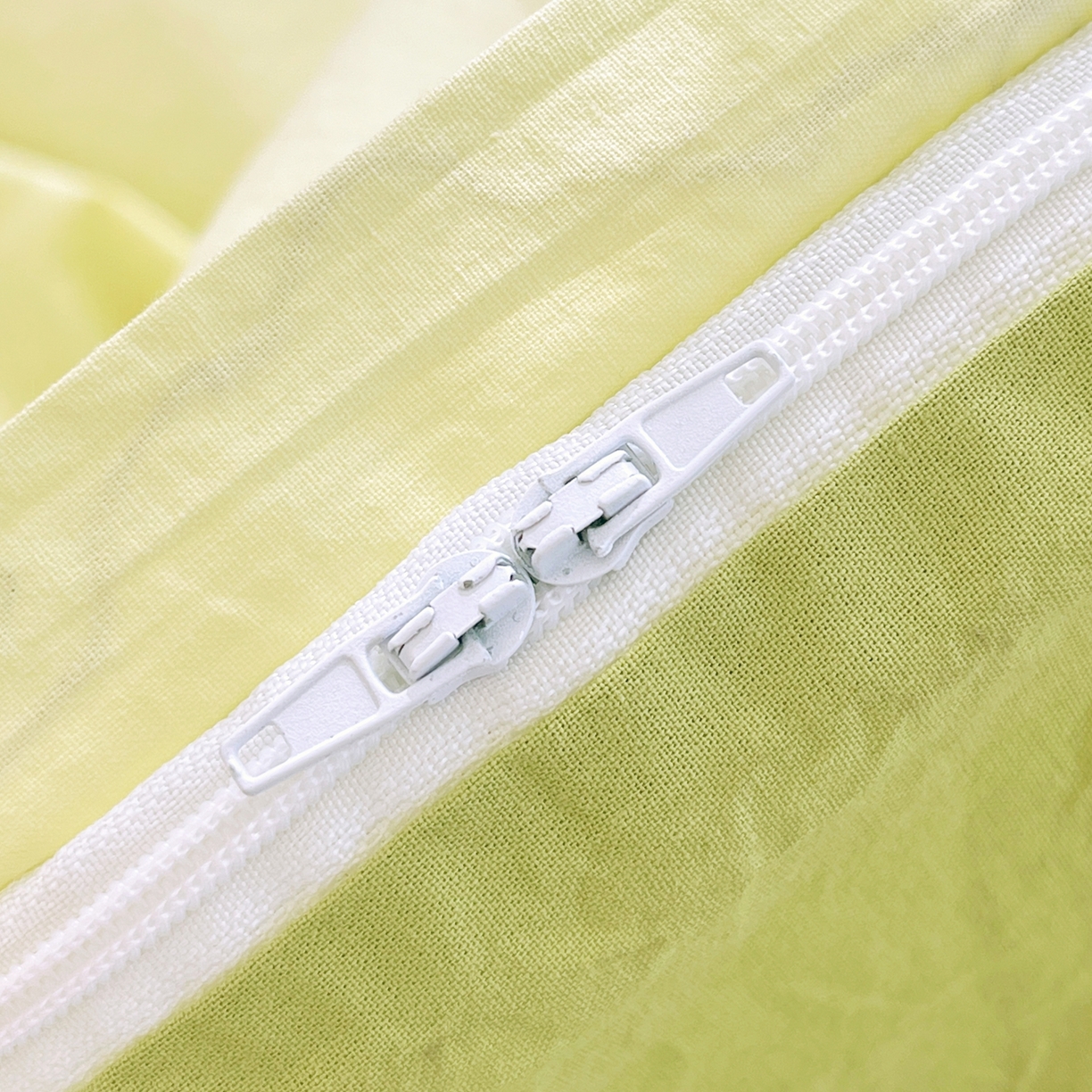 91家纺网 家纺一手货源 找家纺 春皖家纺 2026春夏新款双拼全棉水洗棉单被套被套单件单品被套 浅黄果绿