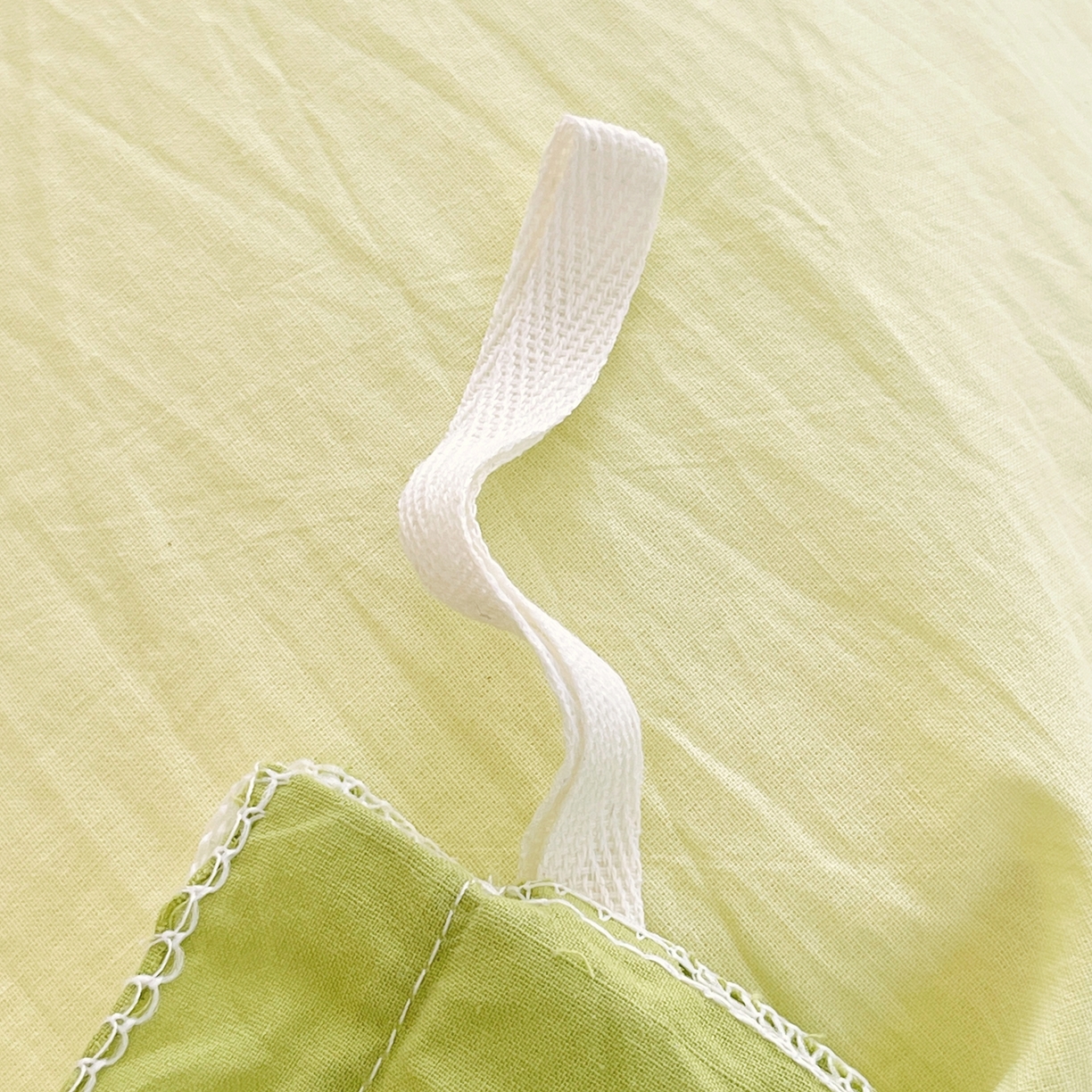 91家纺网 家纺一手货源 找家纺 春皖家纺 2026春夏新款双拼全棉水洗棉单被套被套单件单品被套 浅黄果绿