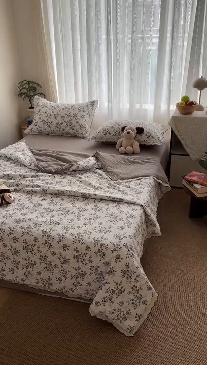 91家纺网 家纺一手货源 找家纺 欧尚 2026新款蕾丝花边夏被款四件套 只闻花香